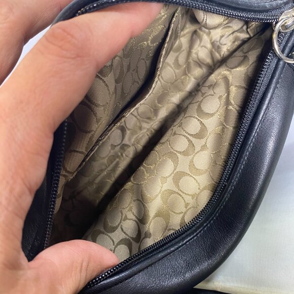 Coach Purse Small Clutch Purse With Strap Solid Black Leather LIKE NEW - Picture 4 of 5